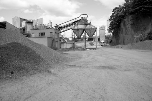 Quarry with lots of gravel in heaps
